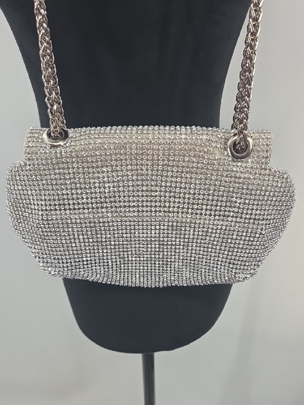 Silver Crystal Chain Shoulder Bag Or Cross Body Bag - Picture 5 of 16